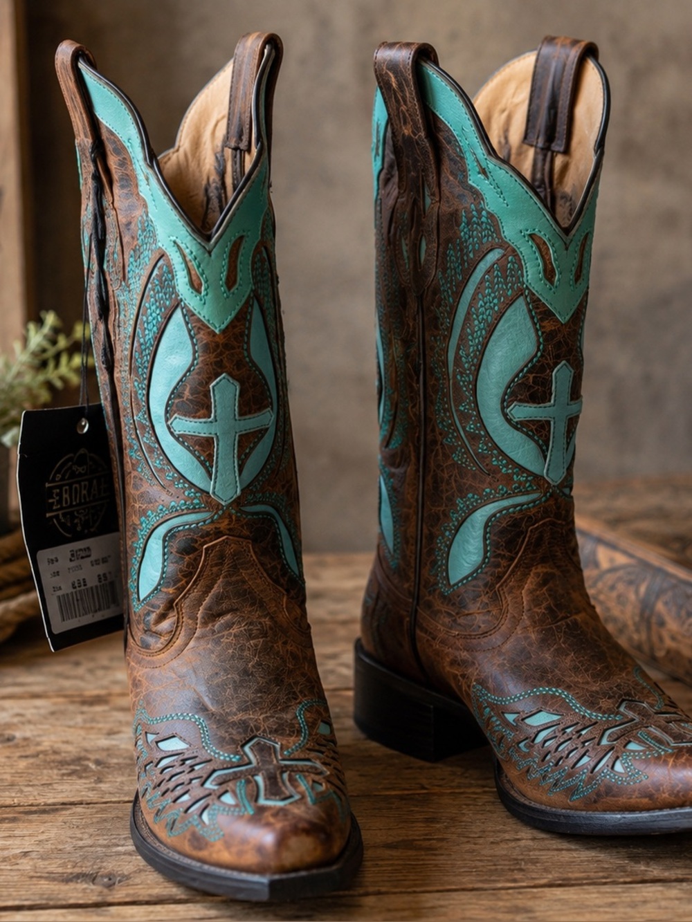 NWT J.B. Dillon Brown and Teal women beautiful Cowboy Boots. $399